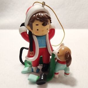 Hallmark Santa and Puppy Ornament - Red, Green, Brown
